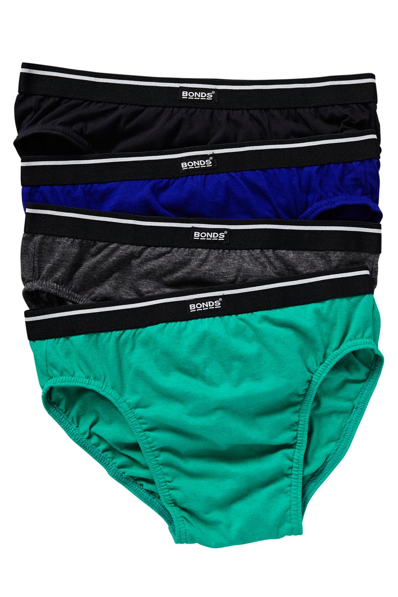 Boobytrap Warehouse | Bonds Mens 4 Pack Hipster Brief M38DM4